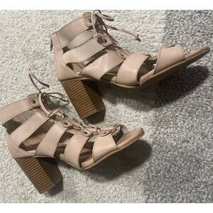 Rampage Women's Size 8 1/2 Valerie Strappy Heel Sandals Tan